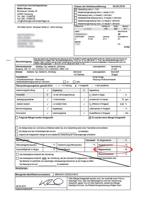 Effizienz Check Gasheizung Formular