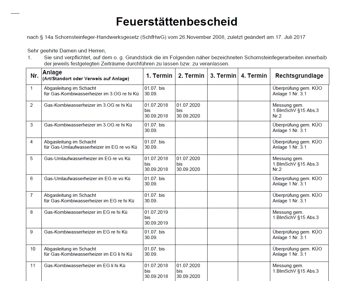 Feuerstättenbescheid